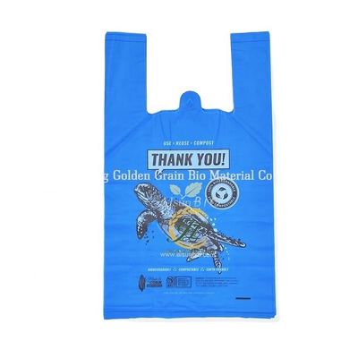 100% biologisch abbaubarer Kunststoff Kompostierbarer T-Shirt-Tasche Einkaufsbeutel für den Supermarkt