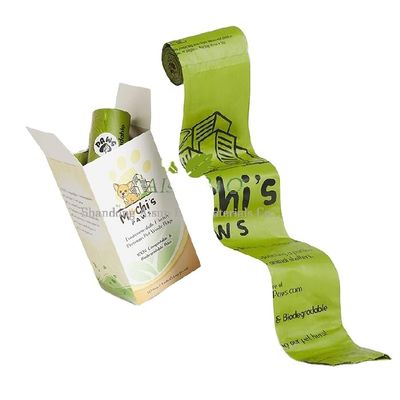 Umweltfreundlich 100% biologisch abbaubar und kompostierbar Großhandel Haustiere Kotsack Hundemüllsäcke Nachhaltiges OEM-Logo Akzeptieren 15 Mikron BPI