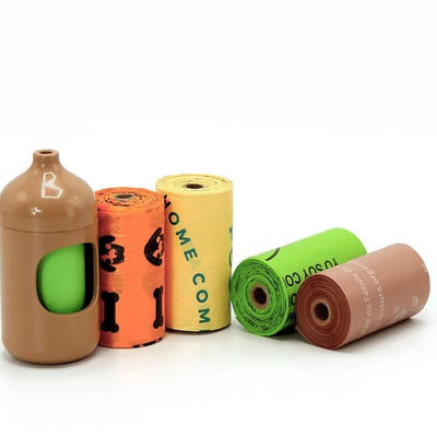 Grünes Pla Kompostierbares Biodegradables Ziehseil Hunde Kot Müllbeutel Maisstärke Nachhaltiges OEM-Logo Akzeptieren Sie maßgeschneiderte Farbe BPI