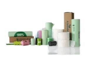 Grünes Pla Kompostierbares Biodegradables Ziehseil Hunde Kot Müllbeutel Maisstärke Nachhaltiges OEM-Logo Akzeptieren Sie maßgeschneiderte Farbe BPI