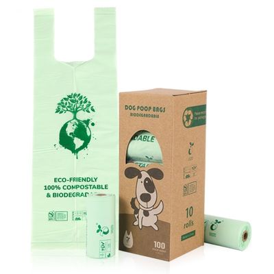 Kompostierbares Logo, farbenfrohe Haustierhundmüllbeutel, Plastikmüllbeutel, 100% biologisch abbaubar